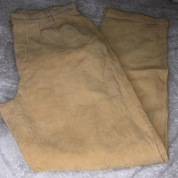 Vtg Sonoma 10 High Waist 100% Lined Leather Western Suede Bootcut Unisex Pant - Picture 1 of 10